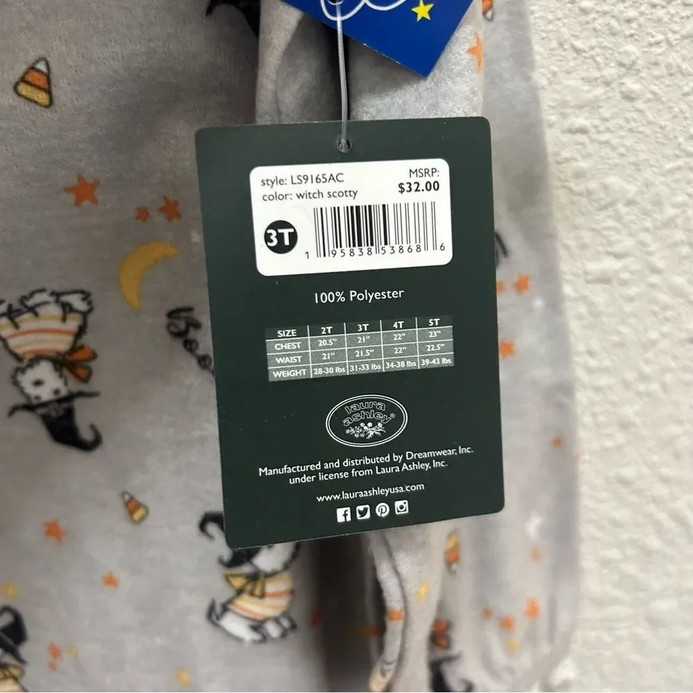Laura Ashley Dog Halloween Print Grey Nightgown NWT 3T